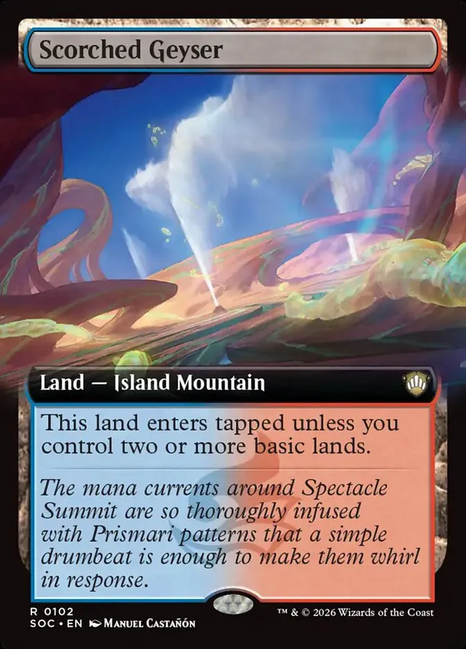 2026 Secrets of Strixhaven Commander Scorched Geyser rare #102 rare card image