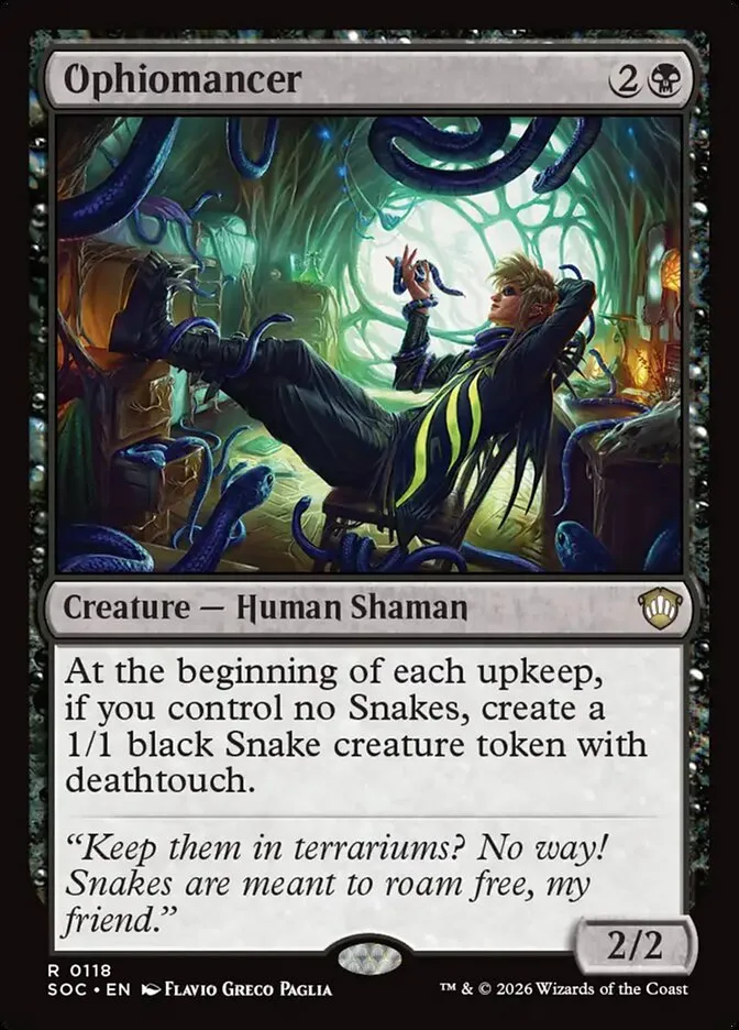 2026 Secrets of Strixhaven Commander Ophiomancer #118 rare card image