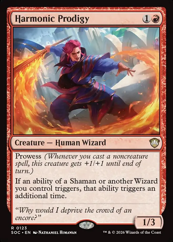 2026 Secrets of Strixhaven Commander Harmonic Prodigy #123 rare card image