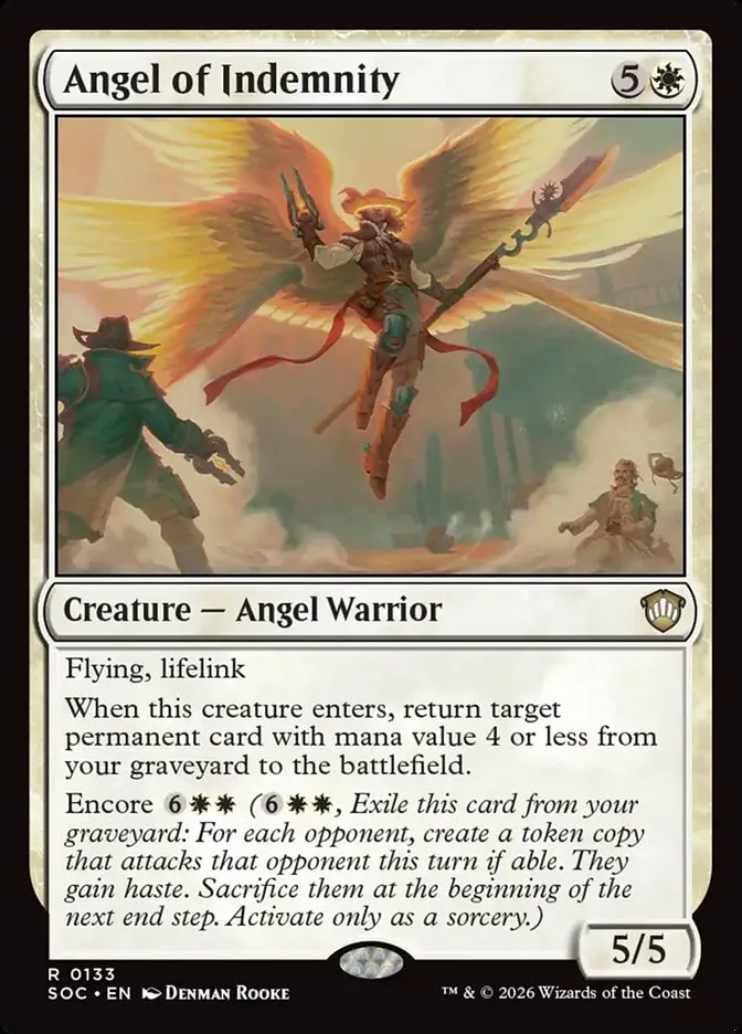 2026 Secrets of Strixhaven Commander Angel of Indemnity #133 rare card image