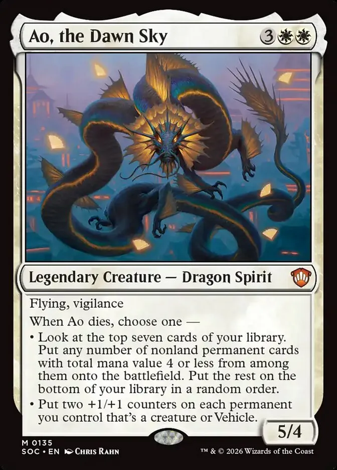 2026 Secrets of Strixhaven Commander Ao, the Dawn Sky mythic #135 mythic card image
