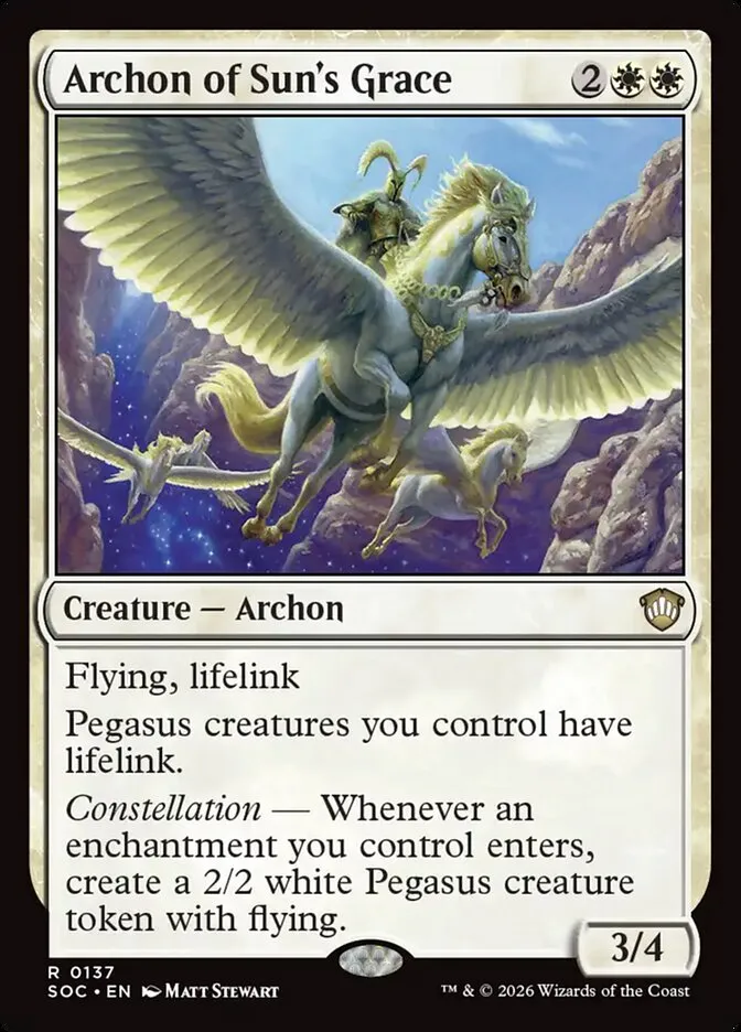 2026 Secrets of Strixhaven Commander Archon of Sun's Grace #137 rare card image