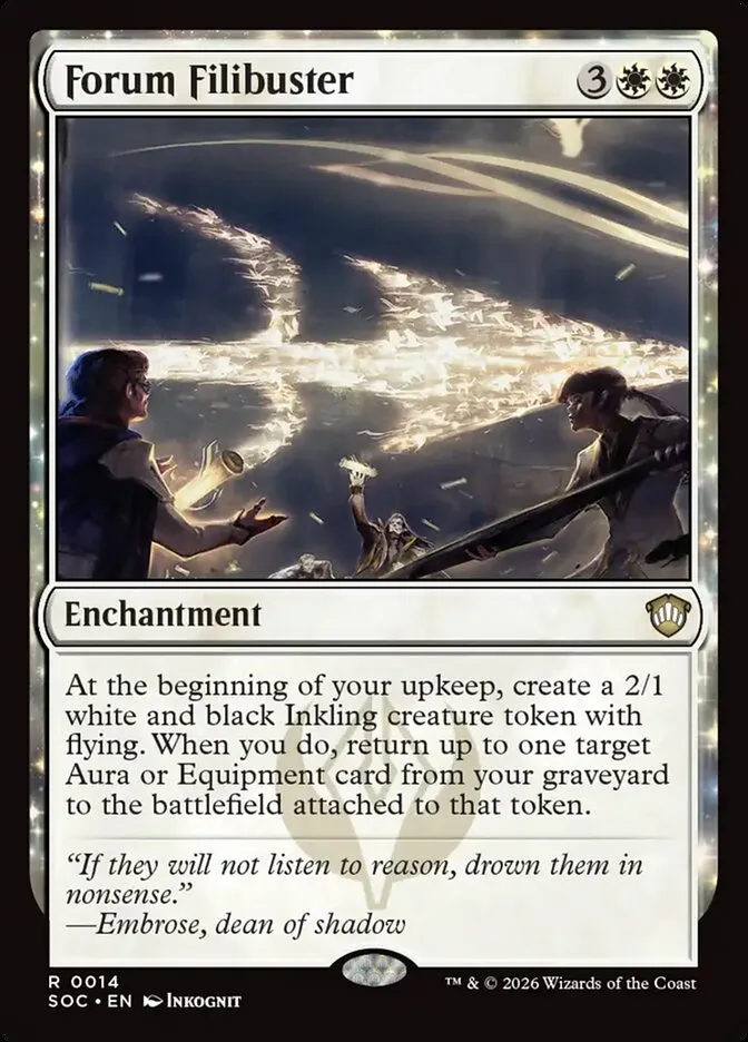 2026 Secrets of Strixhaven Commander Forum Filibuster rare #14 rare card image