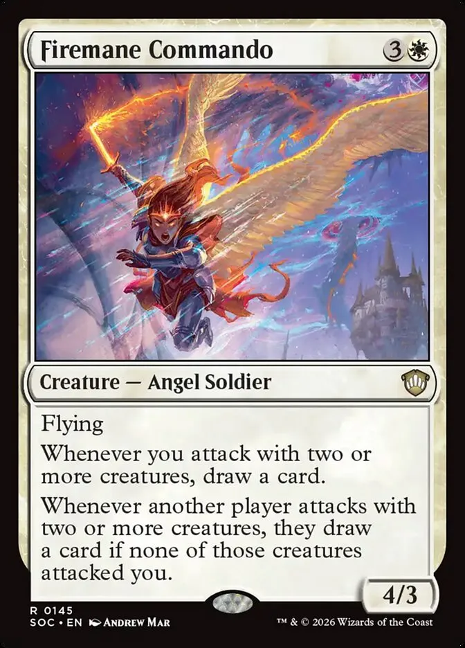 2026 Secrets of Strixhaven Commander Firemane Commando rare #145 rare card image