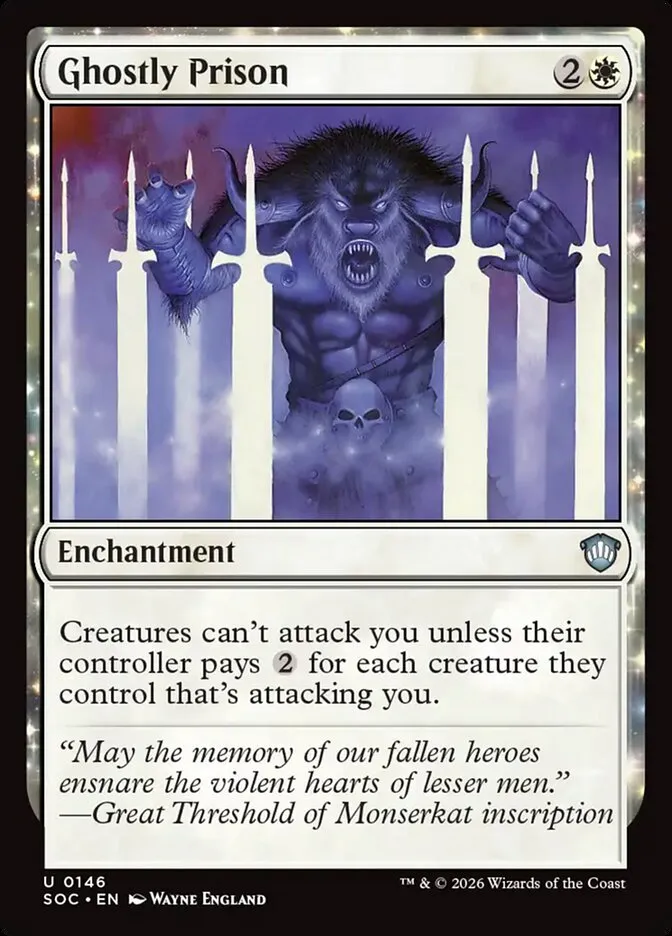 2026 Secrets of Strixhaven Commander Ghostly Prison uncommon #146 uncommon card image