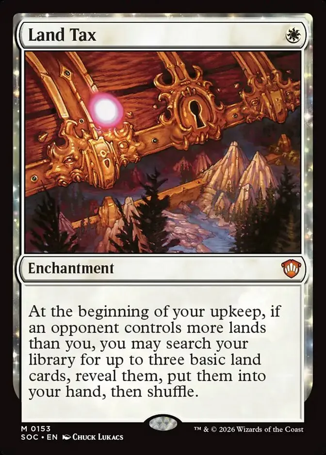 2026 Secrets of Strixhaven Commander Land Tax mythic #153 mythic card image