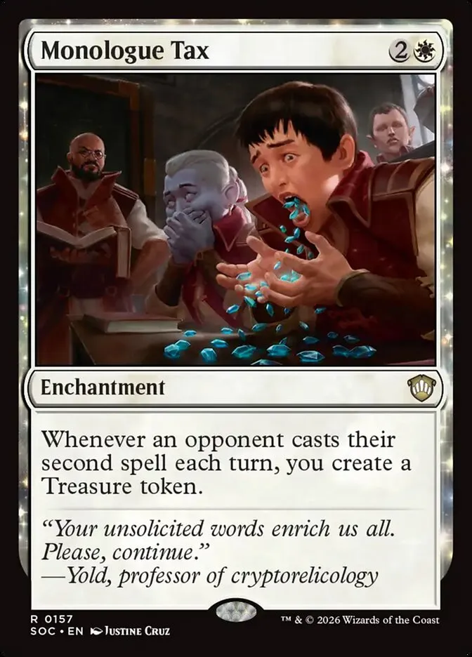 2026 Secrets of Strixhaven Commander Monologue Tax #157 rare card image