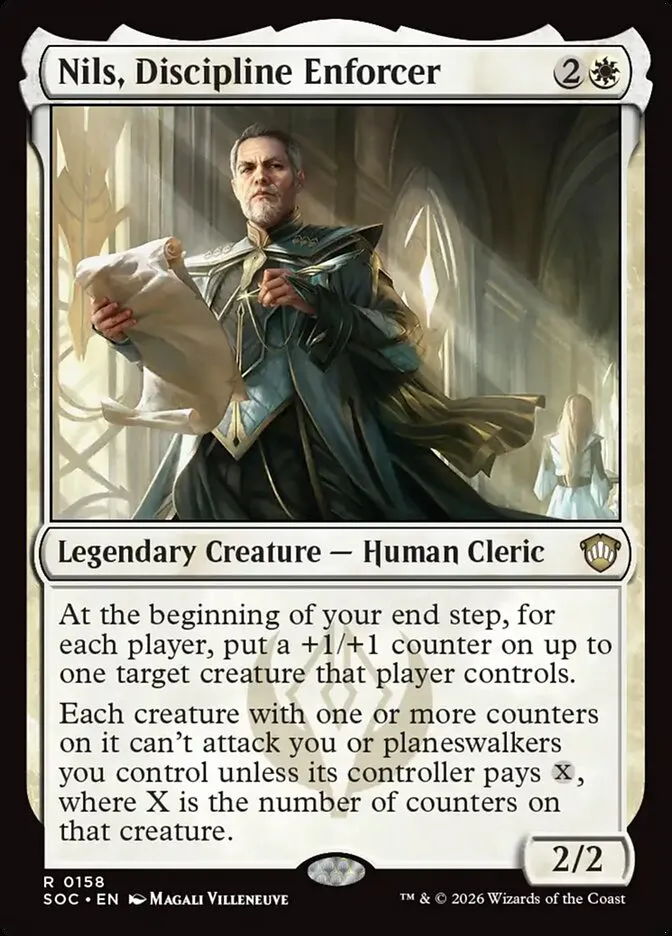 2026 Secrets of Strixhaven Commander Nils, Discipline Enforcer #158 rare card image
