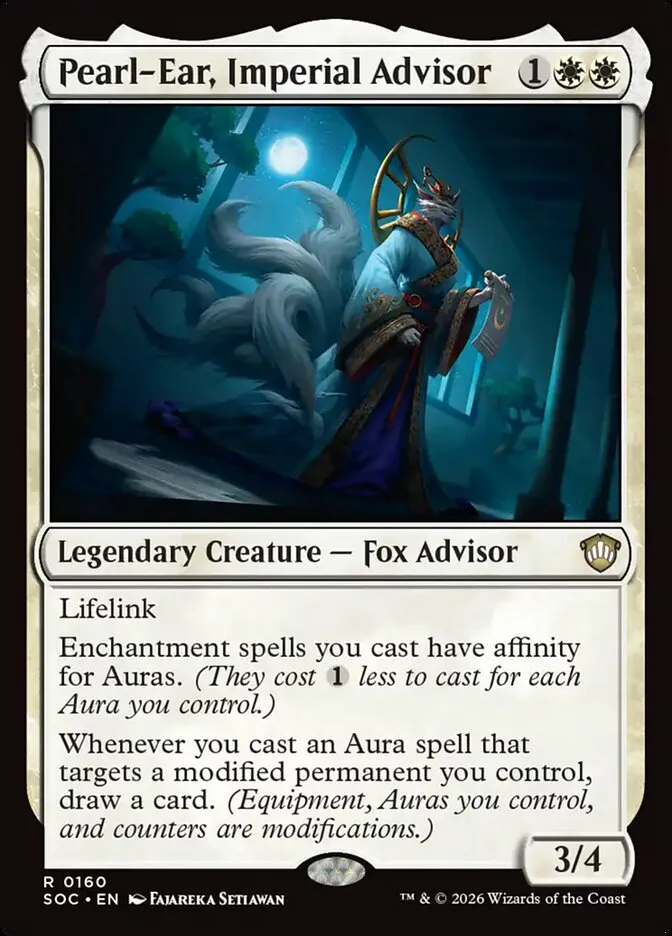 2026 Secrets of Strixhaven Commander Pearl-Ear, Imperial Advisor #160 rare card image