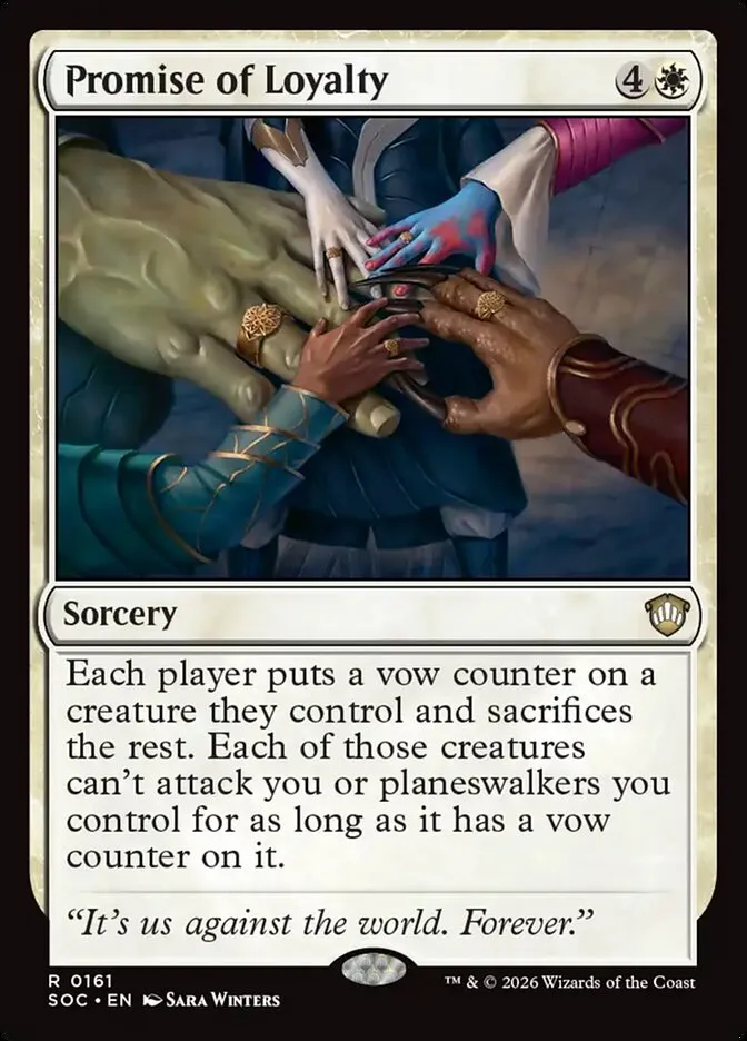 2026 Secrets of Strixhaven Commander Promise of Loyalty #161 rare card image
