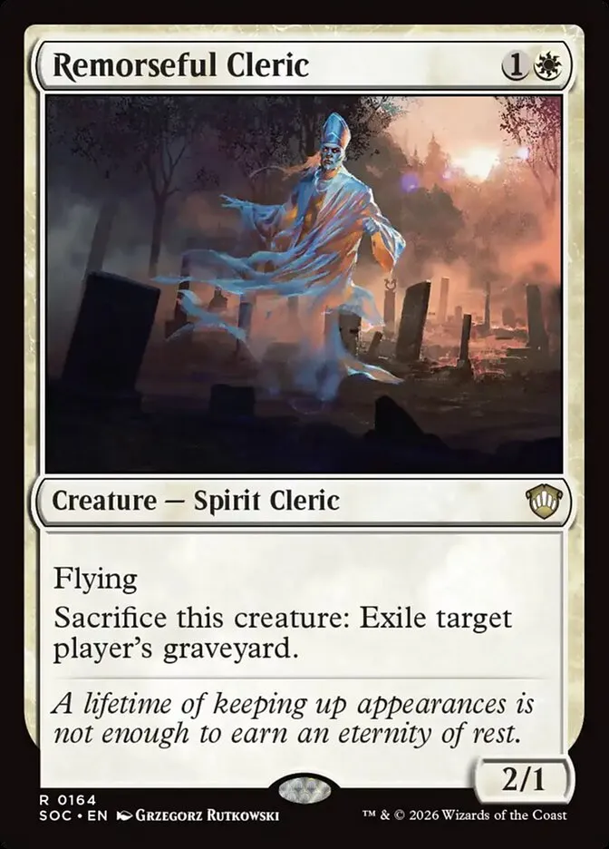 2026 Secrets of Strixhaven Commander Remorseful Cleric #164 rare card image