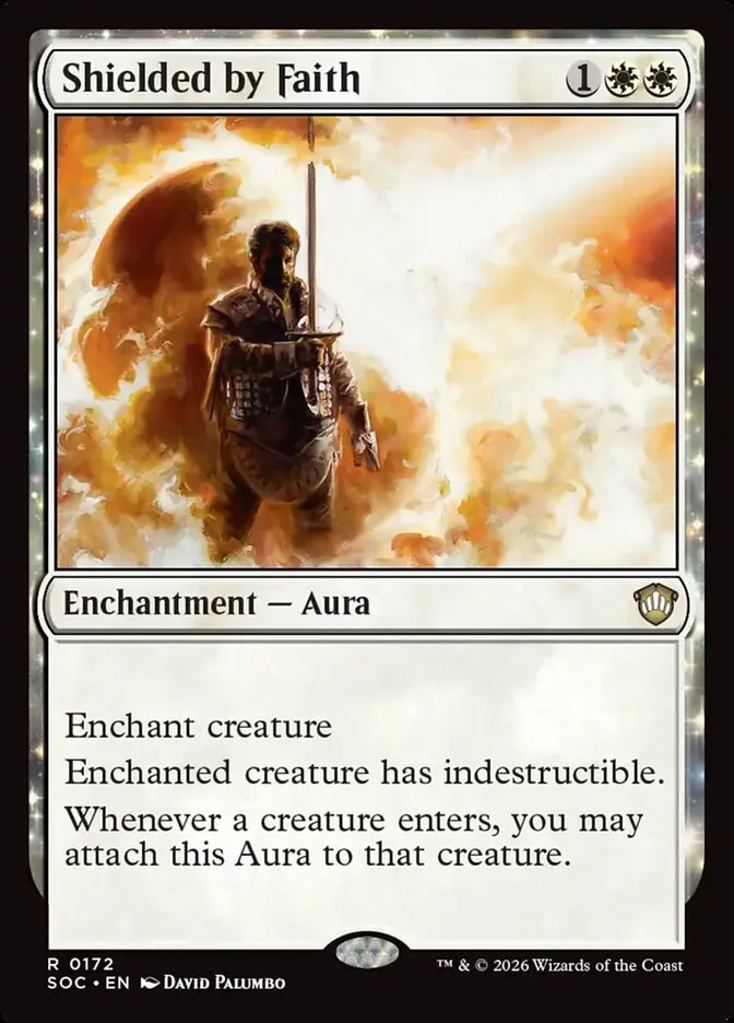2026 Secrets of Strixhaven Commander Shielded by Faith #172 rare card image