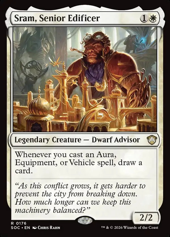 2026 Secrets of Strixhaven Commander Sram, Senior Edificer rare #176 rare card image