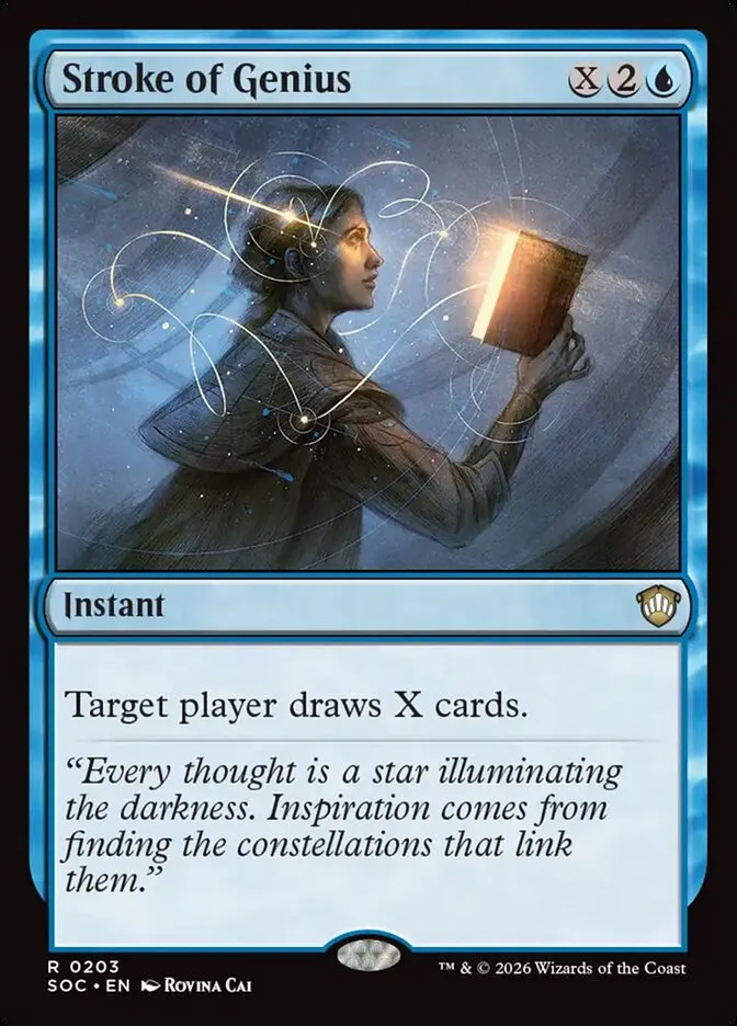 2026 Secrets of Strixhaven Commander Stroke of Genius #203 rare card image