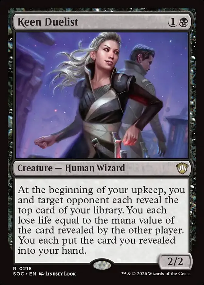 2026 Secrets of Strixhaven Commander Keen Duelist #218 rare card image
