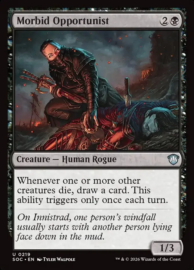 2026 Secrets of Strixhaven Commander Morbid Opportunist uncommon #219 uncommon card image