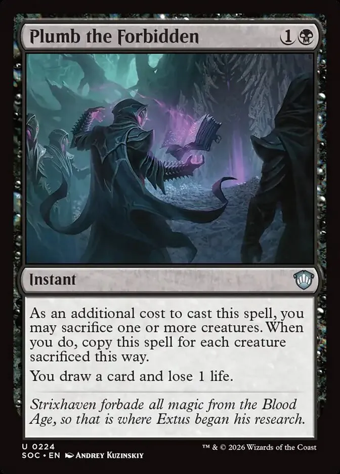 2026 Secrets of Strixhaven Commander Plumb the Forbidden uncommon #224 uncommon card image
