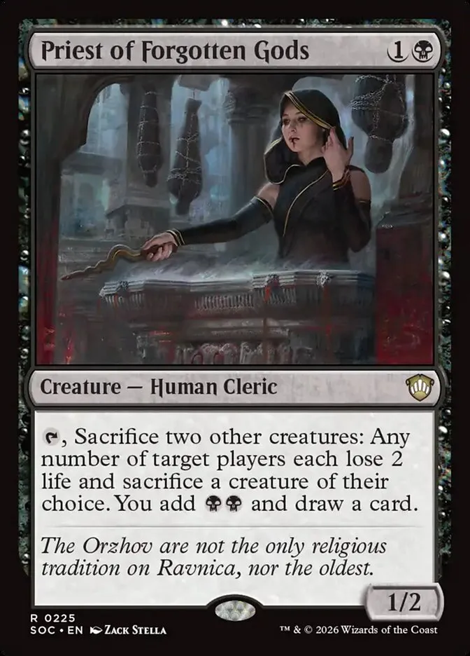 2026 Secrets of Strixhaven Commander Priest of Forgotten Gods #225 rare card image