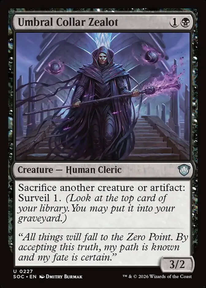 2026 Secrets of Strixhaven Commander Umbral Collar Zealot uncommon #227 uncommon card image