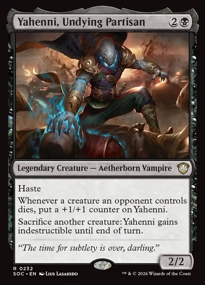 2026 Secrets of Strixhaven Commander Yahenni, Undying Partisan #232 rare card image
