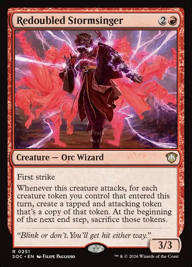 2026 Secrets of Strixhaven Commander Redoubled Stormsinger #251 rare card image