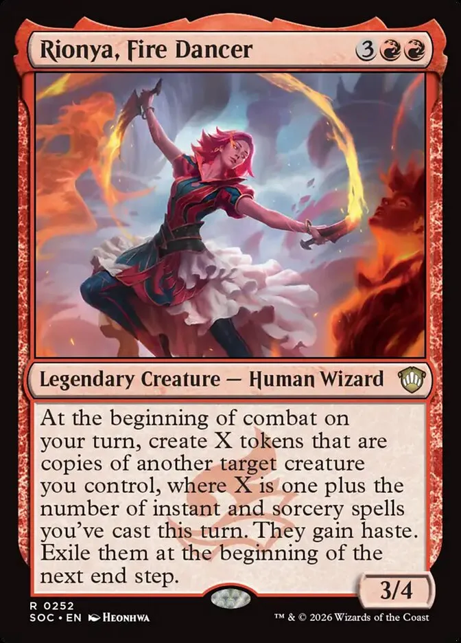 2026 Secrets of Strixhaven Commander Rionya, Fire Dancer #252 rare card image