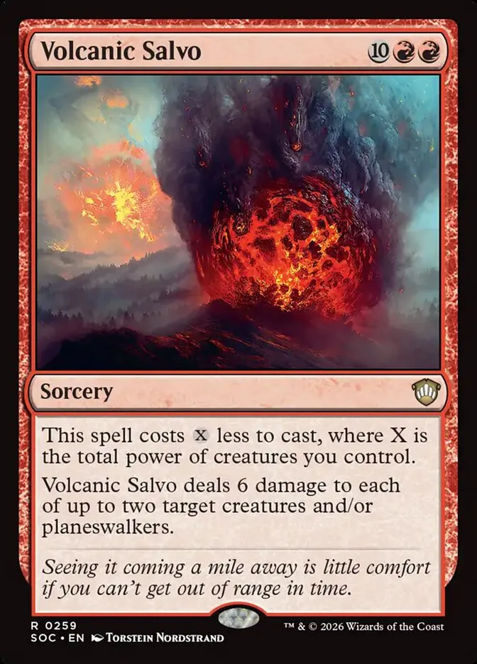 2026 Secrets of Strixhaven Commander Volcanic Salvo #259 rare card image