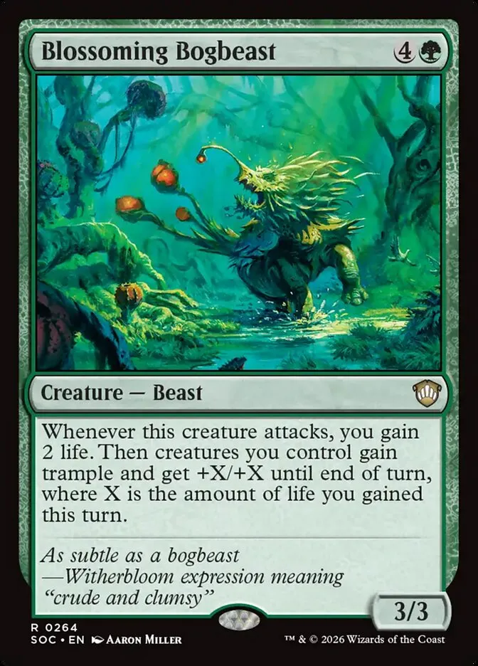 2026 Secrets of Strixhaven Commander Blossoming Bogbeast #264 rare card image