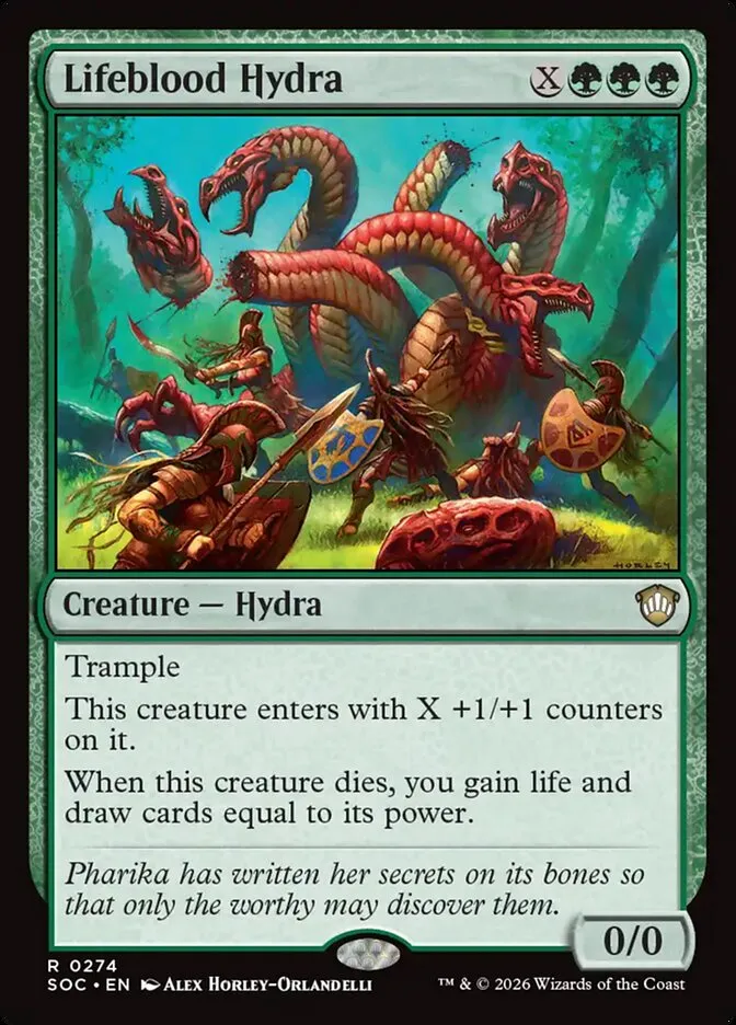 2026 Secrets of Strixhaven Commander Lifeblood Hydra #274 rare card image