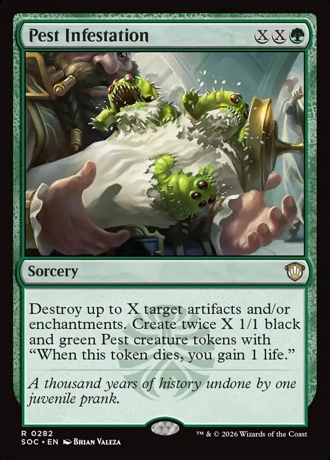 2026 Secrets of Strixhaven Commander Pest Infestation #282 rare card image