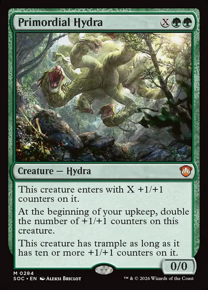 2026 Secrets of Strixhaven Commander Primordial Hydra mythic #284 mythic card image
