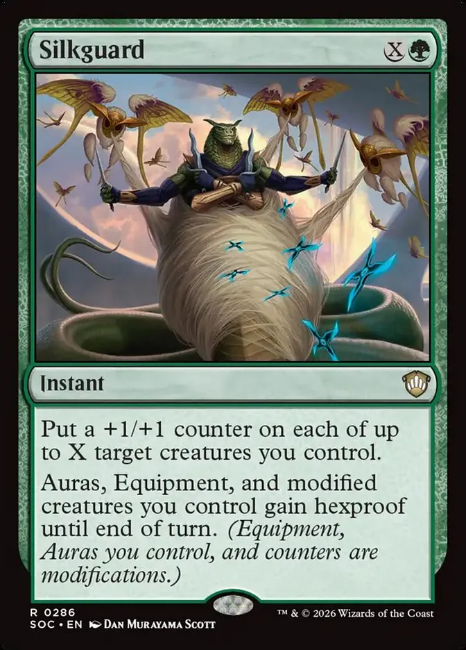 2026 Secrets of Strixhaven Commander Silkguard #286 rare card image