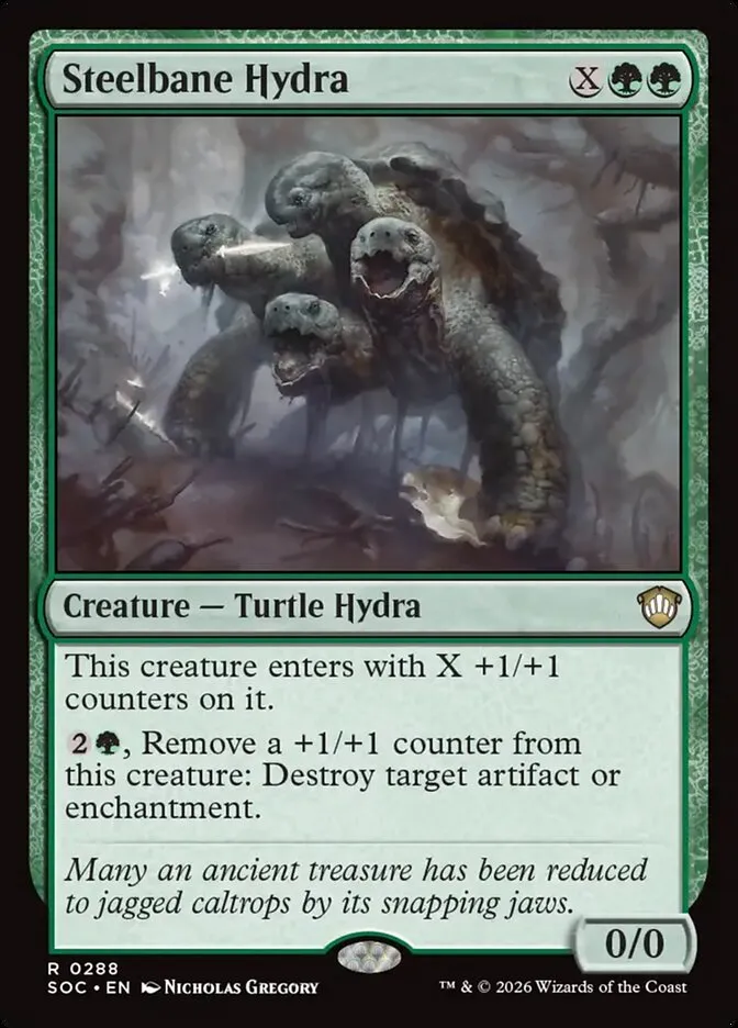 2026 Secrets of Strixhaven Commander Steelbane Hydra #288 rare card image