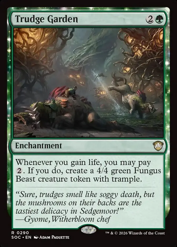 2026 Secrets of Strixhaven Commander Trudge Garden #290 rare card image