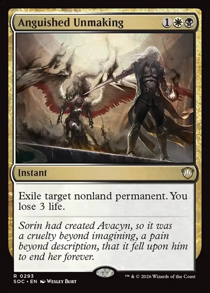 2026 Secrets of Strixhaven Commander Anguished Unmaking #293 rare card image