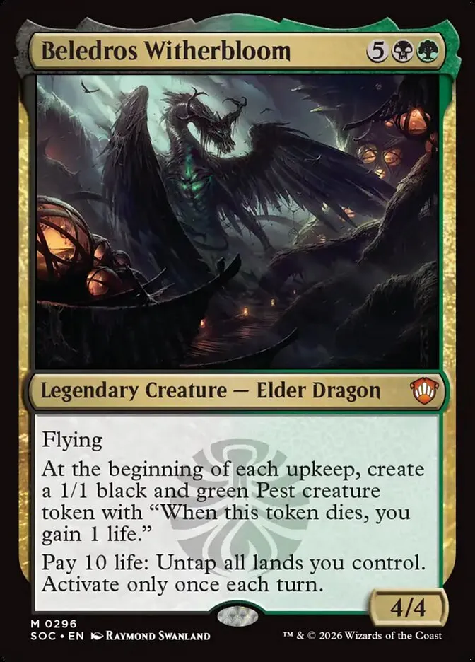 2026 Secrets of Strixhaven Commander Beledros Witherbloom mythic #296 mythic card image