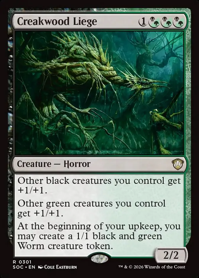 2026 Secrets of Strixhaven Commander Creakwood Liege #301 rare card image