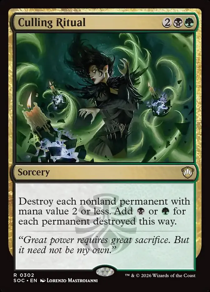 2026 Secrets of Strixhaven Commander Culling Ritual #302 rare card image