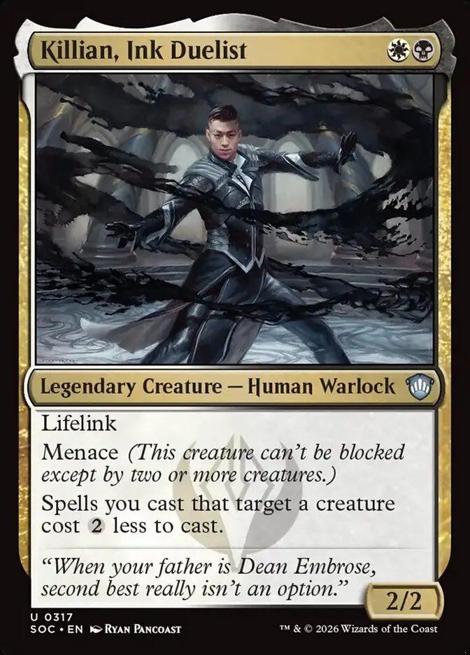 2026 Secrets of Strixhaven Commander Killian, Ink Duelist uncommon #317 uncommon card image