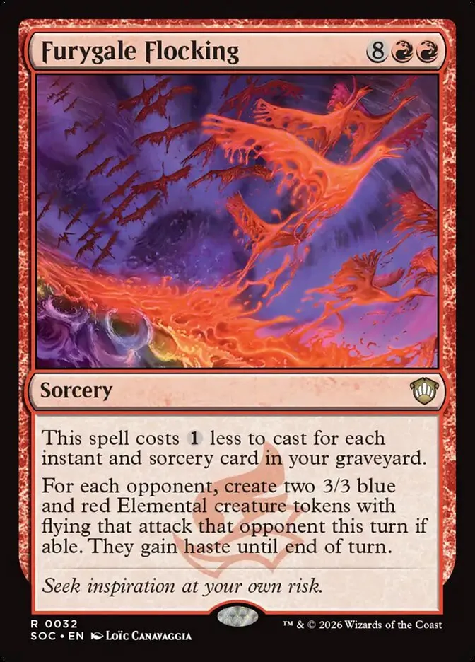 2026 Secrets of Strixhaven Commander Furygale Flocking rare #32 rare card image