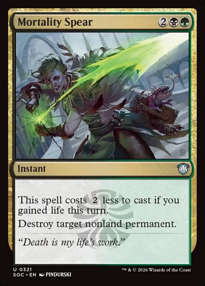 2026 Secrets of Strixhaven Commander Mortality Spear uncommon #321 uncommon card image