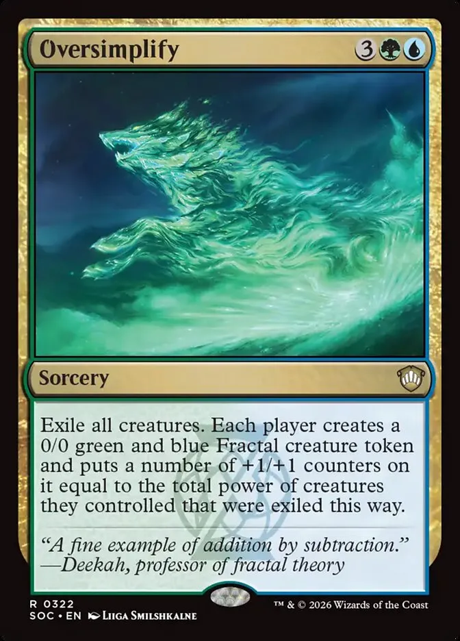 2026 Secrets of Strixhaven Commander Oversimplify rare #322 rare card image