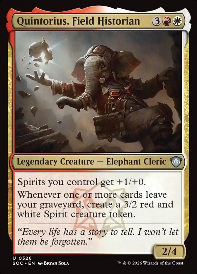 2026 Secrets of Strixhaven Commander Quintorius, Field Historian uncommon #326 uncommon card image