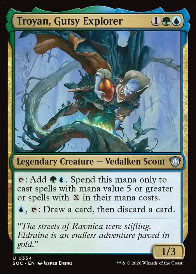 2026 Secrets of Strixhaven Commander Troyan, Gutsy Explorer uncommon #334 uncommon card image