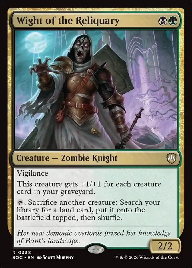 2026 Secrets of Strixhaven Commander Wight of the Reliquary #338 rare card image