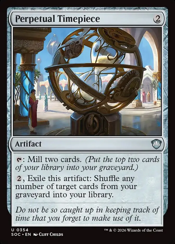 2026 Secrets of Strixhaven Commander Perpetual Timepiece uncommon #354 uncommon card image
