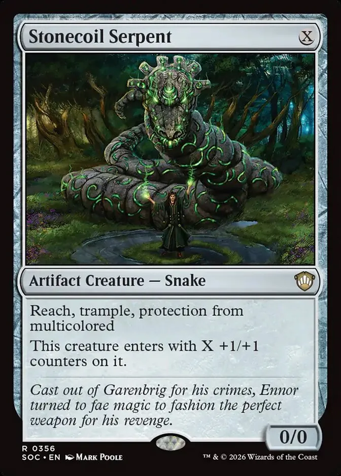 2026 Secrets of Strixhaven Commander Stonecoil Serpent #356 rare card image