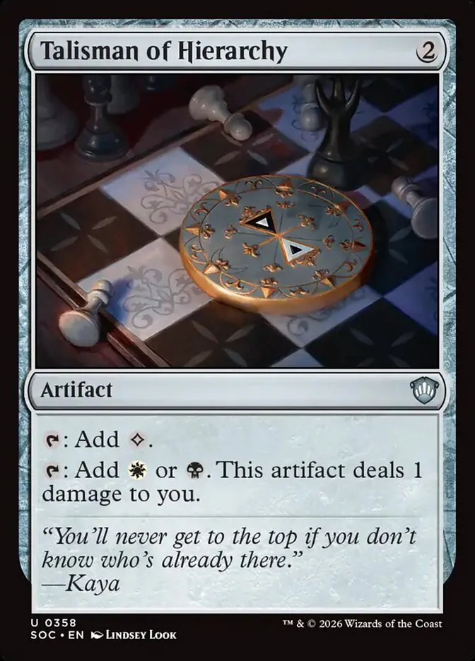 2026 Secrets of Strixhaven Commander Talisman of Hierarchy uncommon #358 uncommon card image
