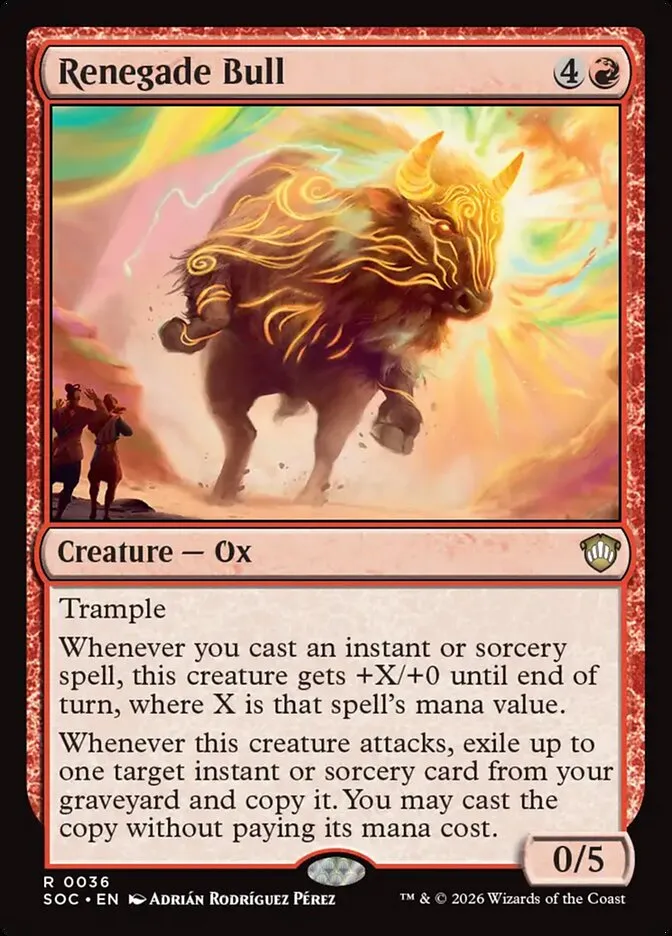 2026 Secrets of Strixhaven Commander Renegade Bull rare #36 rare card image