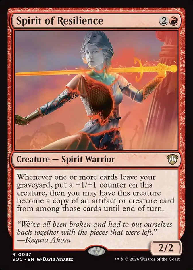 2026 Secrets of Strixhaven Commander Spirit of Resilience rare #37 rare card image